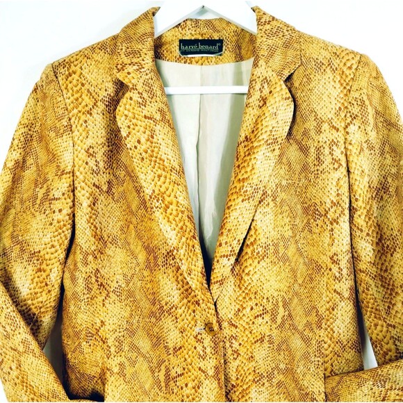 VTG Designer Blazer Women's M Faux Snakeskin Lined Pockets Classic Statement - Picture 2 of 9